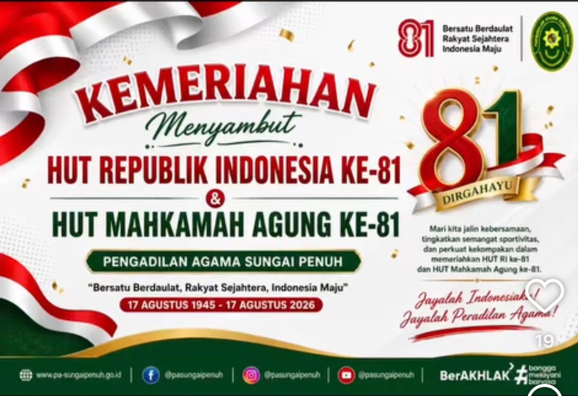SUNGAI PENUH –Kemeriahan Perayaan HUT RI Ke-81 dan HUT MA-RI Ke-81 di PA.Sungai Penuh